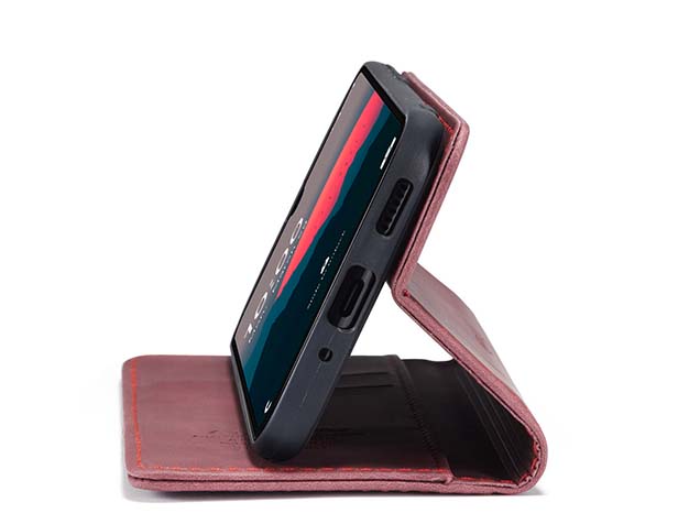 CaseMe Slim Synthetic Leather Wallet Case with Stand for Samsung Galaxy A17 - Burgundy
