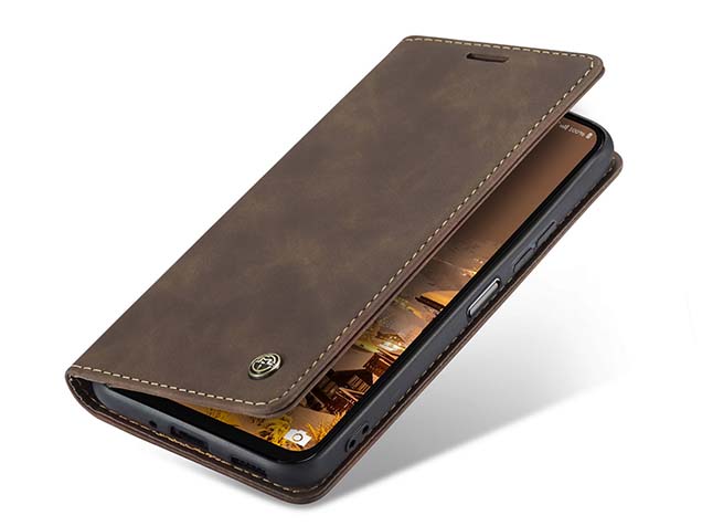 CaseMe Slim Synthetic Leather Wallet Case with Stand for Samsung Galaxy A17 - Chocolate Leather Wallet Case