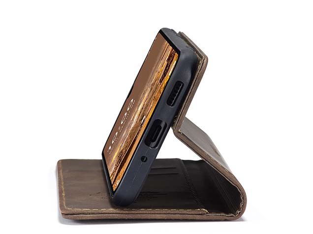 CaseMe Slim Synthetic Leather Wallet Case with Stand for Samsung Galaxy A17 - Chocolate