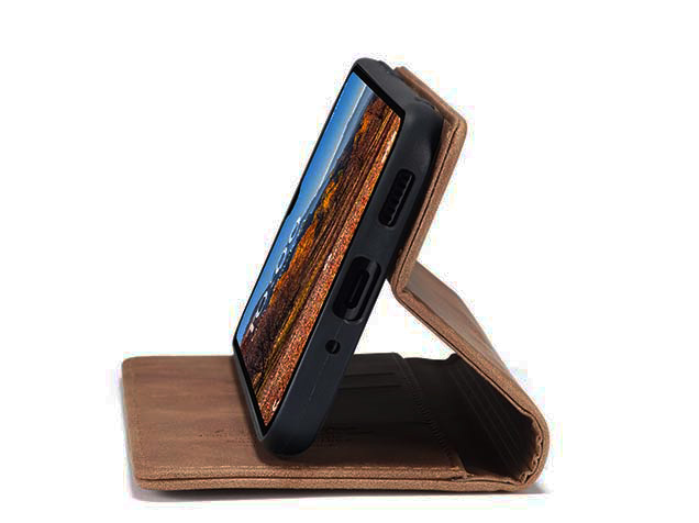 CaseMe Slim Synthetic Leather Wallet Case with Stand for Samsung Galaxy A17 - Tan