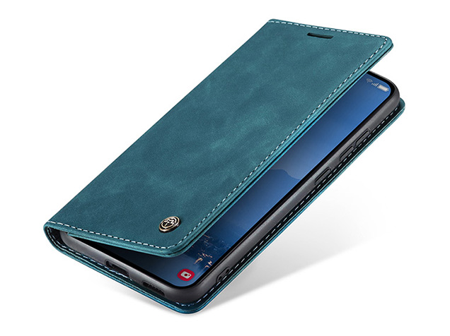CaseMe Slim Synthetic Leather Wallet Case with Stand for Samsung Galaxy S25 FE - Teal Leather Wallet Case