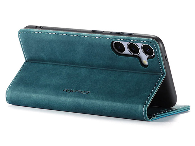 CaseMe Slim Synthetic Leather Wallet Case with Stand for Samsung Galaxy S25 FE - Teal