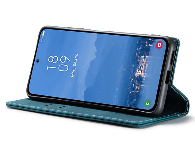 CaseMe Slim Synthetic Leather Wallet Case with Stand for Samsung Galaxy S25 FE - Teal