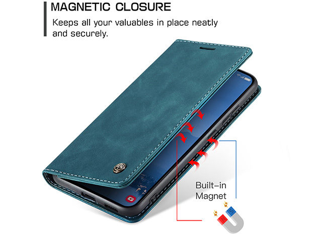 CaseMe Slim Synthetic Leather Wallet Case with Stand for Samsung Galaxy S25 FE - Teal
