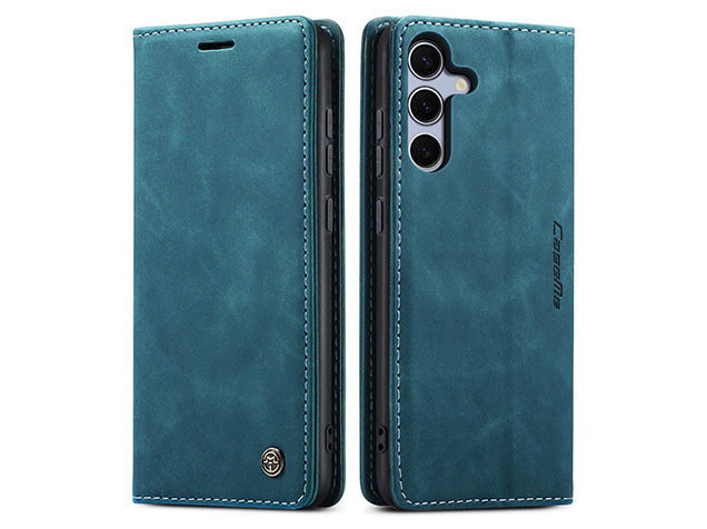 CaseMe Slim Synthetic Leather Wallet Case with Stand for Samsung Galaxy S25 FE - Teal