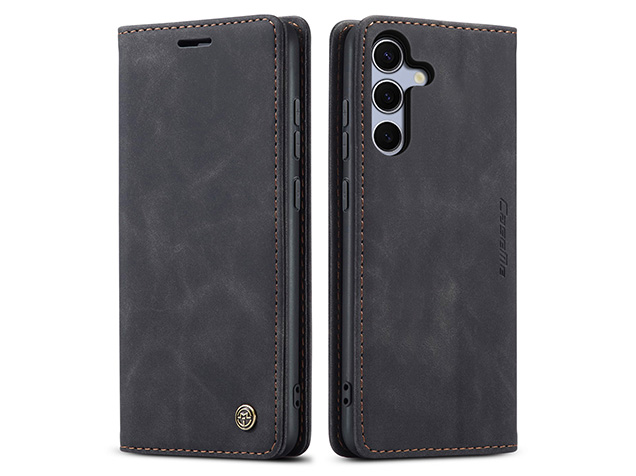 CaseMe Slim Synthetic Leather Wallet Case with Stand for Samsung Galaxy S25 FE - Charcoal