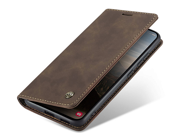 CaseMe Slim Synthetic Leather Wallet Case with Stand for Samsung Galaxy S25 FE - Chocolate Leather Wallet Case