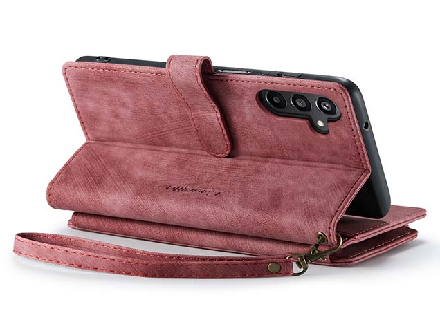 CaseMe Synthetic Leather Wallet Case with Zipper Pocket for Samsung Galaxy A17 - Blush Leather Wallet Case