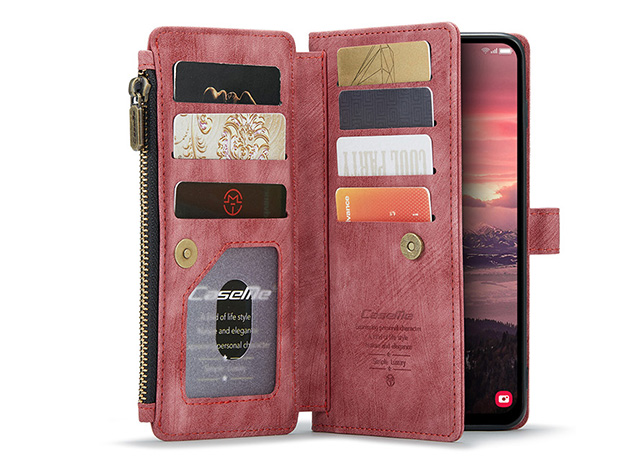CaseMe Synthetic Leather Wallet Case with Zipper Pocket for Samsung Galaxy A17 - Blush