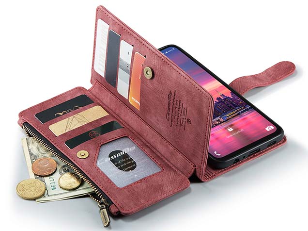 CaseMe Synthetic Leather Wallet Case with Zipper Pocket for Samsung Galaxy A17 - Blush