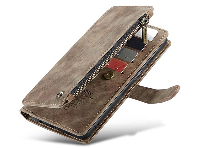 CaseMe Synthetic Leather Wallet Case with Zipper Pocket for Samsung Galaxy A17 - Desert Taupe