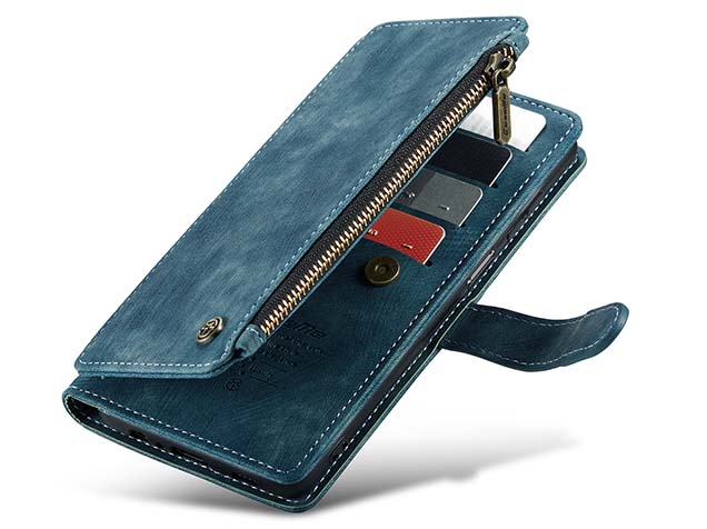 CaseMe Synthetic Leather Wallet Case with Zipper Pocket for Samsung Galaxy A17 - Teal