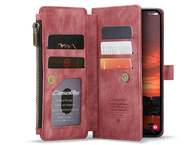 CaseMe Synthetic Leather Wallet Case with Zipper Pocket for Samsung Galaxy S25 FE - Blush