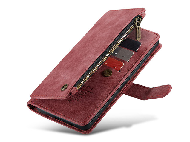 CaseMe Synthetic Leather Wallet Case with Zipper Pocket for Samsung Galaxy S25 FE - Blush