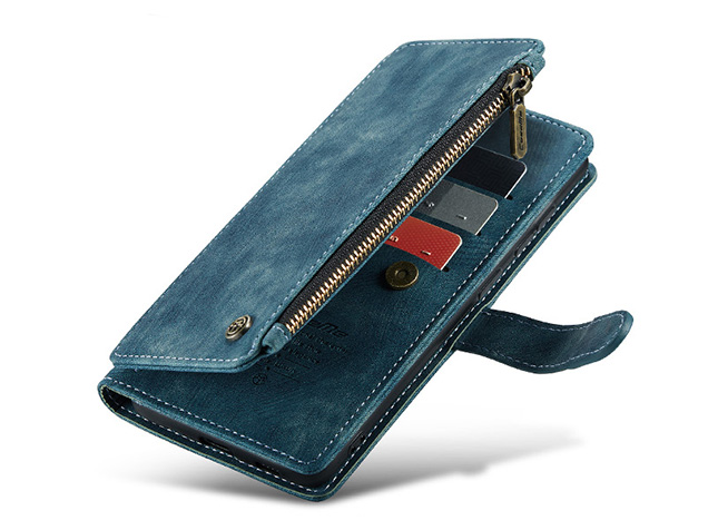 CaseMe Synthetic Leather Wallet Case with Zipper Pocket for Samsung Galaxy S25 FE - Teal