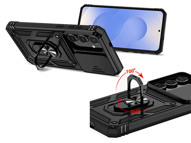 Military Case with Camera Cover for Samsung Galaxy S25 FE - Black