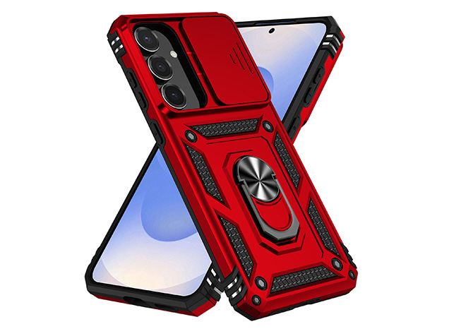 Military Case with Camera Cover for Samsung Galaxy S25 FE - Red Impact Case