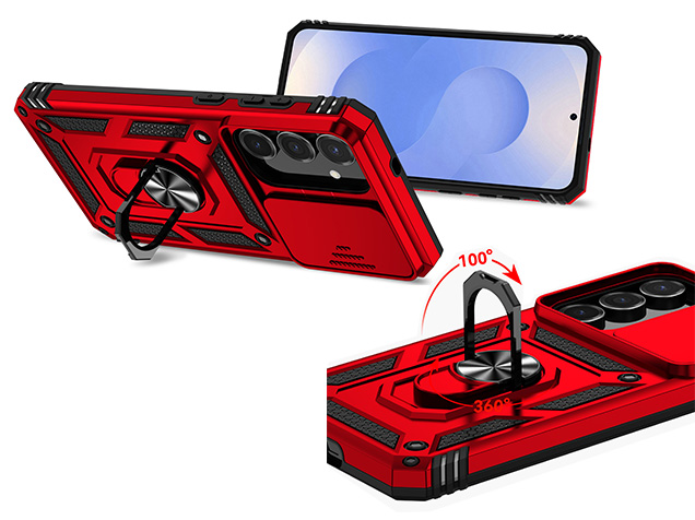 Military Case with Camera Cover for Samsung Galaxy S25 FE - Red