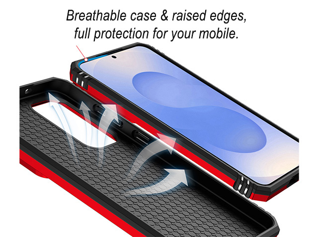 Military Case with Camera Cover for Samsung Galaxy S25 FE - Red