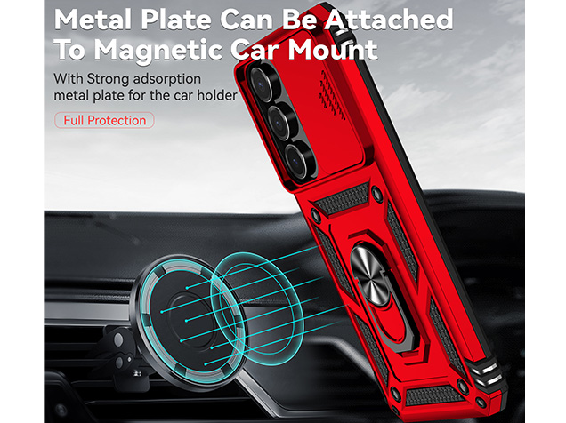 Military Case with Camera Cover for Samsung Galaxy S25 FE - Red