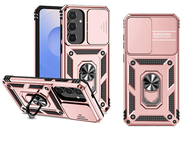 Military Case with Camera Cover for Samsung Galaxy S25 FE - Rose Gold