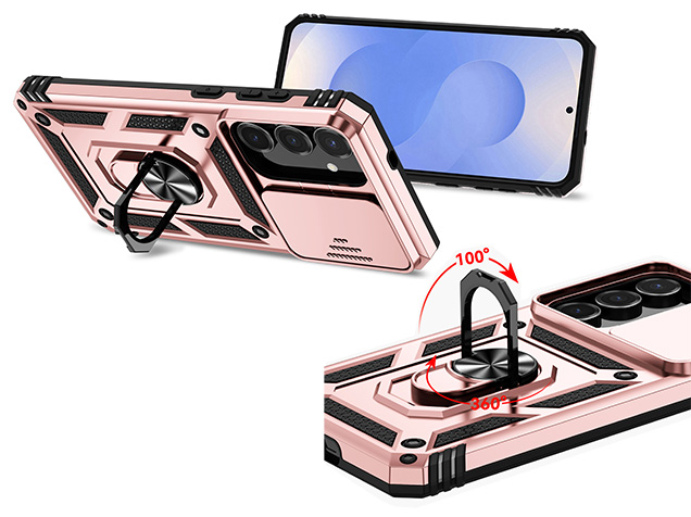 Military Case with Camera Cover for Samsung Galaxy S25 FE - Rose Gold