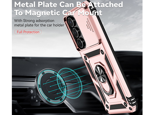 Military Case with Camera Cover for Samsung Galaxy S25 FE - Rose Gold