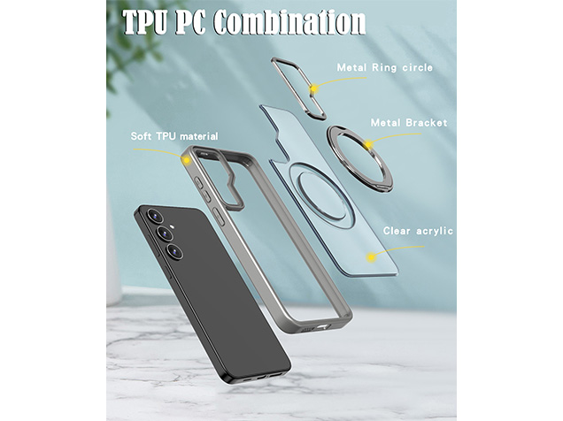 Magnetic Ring / Stand Case for Samsung A17 - Silver