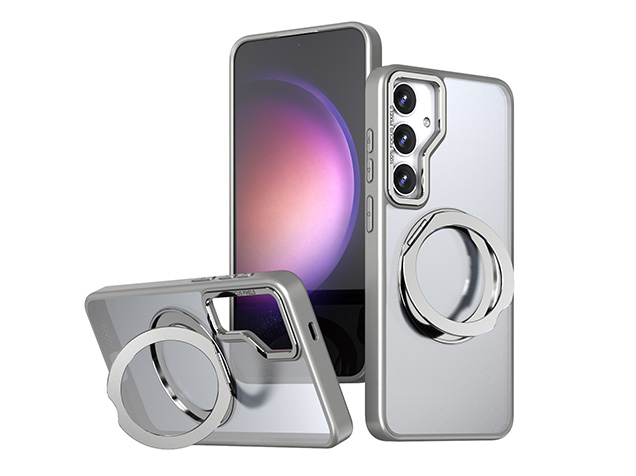 Magnetic Ring / Stand Case for Samsung A16 - Silver Hard Case