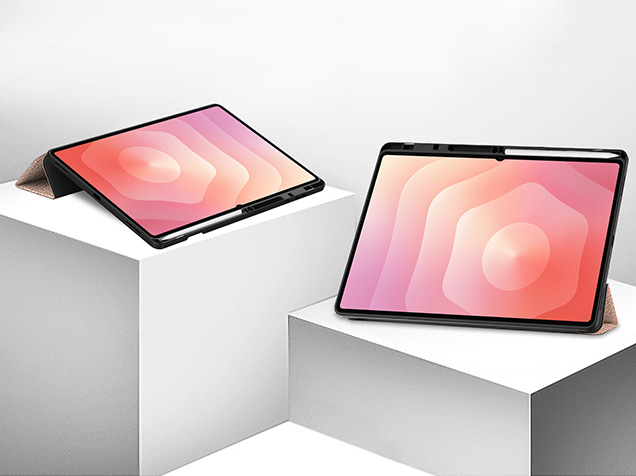 Slim Synthetic Leather Flip Case with Stand for Samsung Galaxy Tab S11 Ultra - Rose Gold