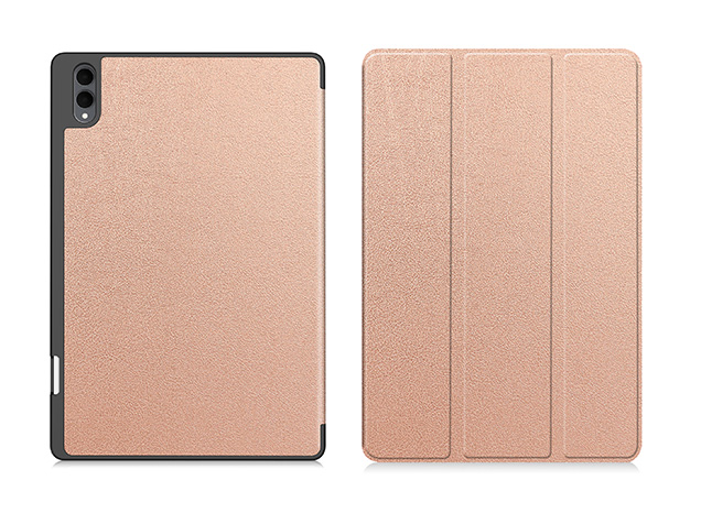 Slim Synthetic Leather Flip Case with Stand for Samsung Galaxy Tab S11 Ultra - Rose Gold
