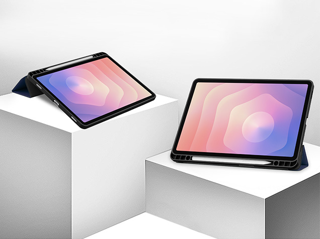 Slim Synthetic Leather Flip Case with Stand for Samsung Galaxy Tab S11 - Navy