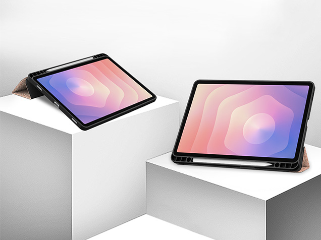 Slim Synthetic Leather Flip Case with Stand for Samsung Galaxy Tab S11 - Rose Gold