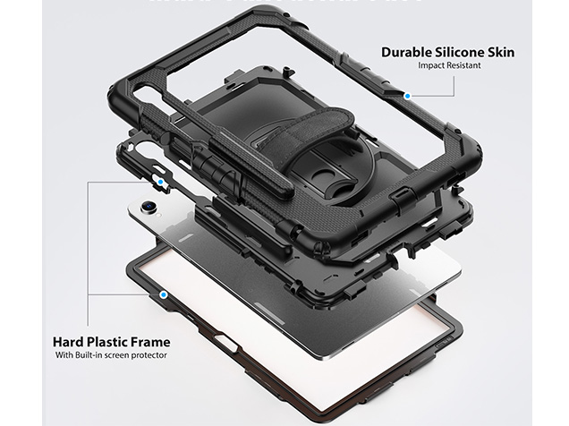 Rugged Impact Case with Strap for Samsung Galaxy Tab S11 - Black