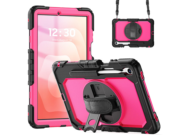 Rugged Impact Case with Strap for Samsung Galaxy Tab S11 - Pink
