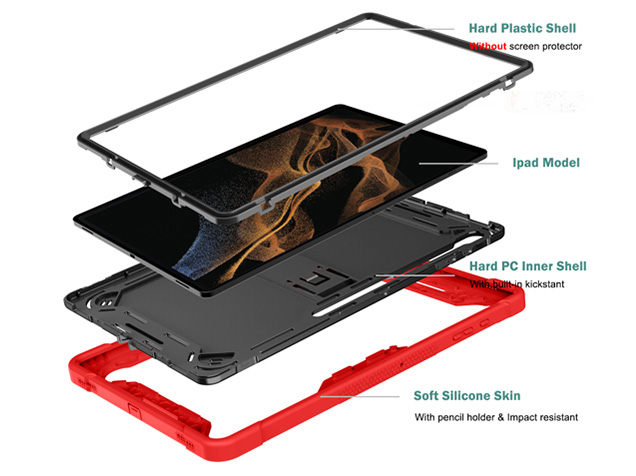 Impact Case for the Samsung Galaxy Tab S11 Ultra - Black/Red