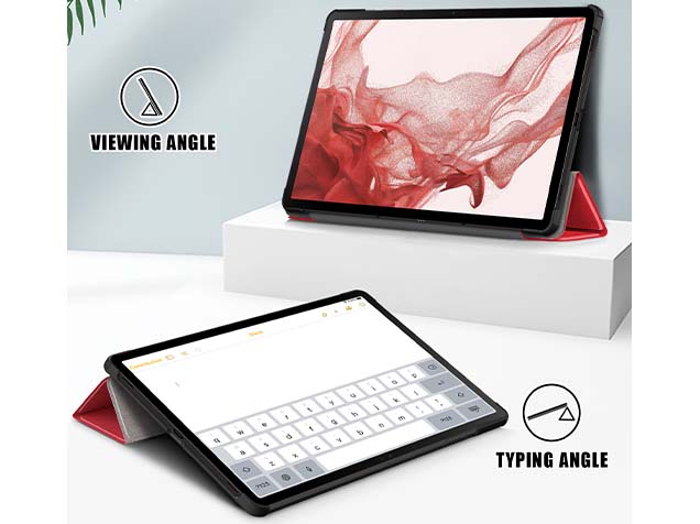 Slim Synthetic Leather Flip Case with Stand for Samsung Galaxy Tab S10 Lite - Red