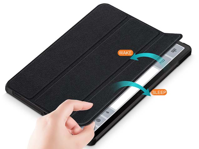 Slim Synthetic Leather Flip Case with Stand for Samsung Galaxy Tab S10 Lite - Black