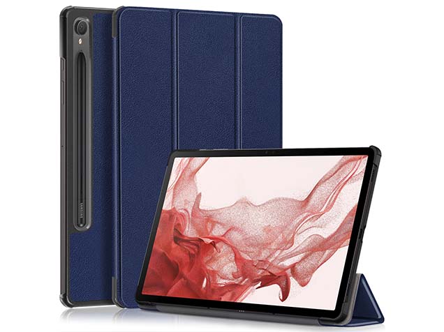 Slim Synthetic Leather Flip Case with Stand for Samsung Galaxy Tab S10 Lite - Navy Leather Flip Case