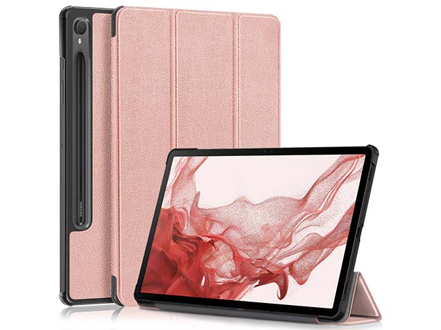 Slim Synthetic Leather Flip Case with Stand for Samsung Galaxy Tab S10 Lite - Rose Gold Leather Flip Case