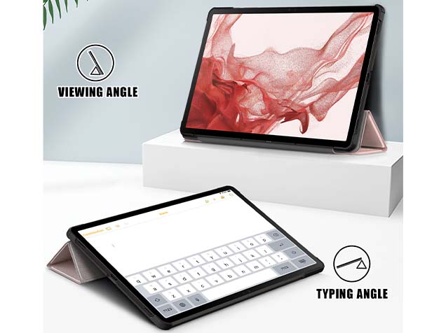 Slim Synthetic Leather Flip Case with Stand for Samsung Galaxy Tab S10 Lite - Rose Gold