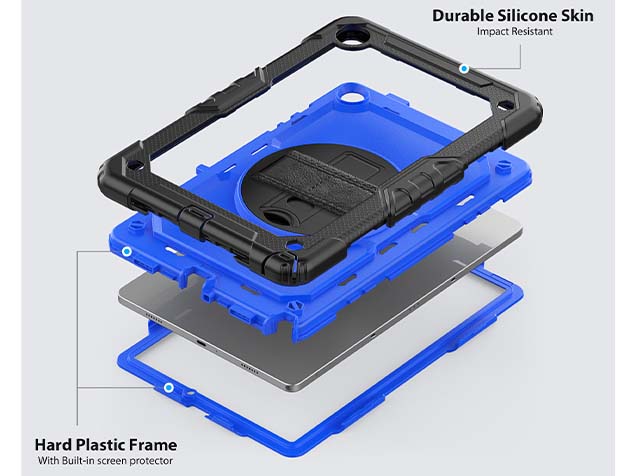 Rugged Impact Case with Strap for Samsung Galaxy Tab A11+ - Blue