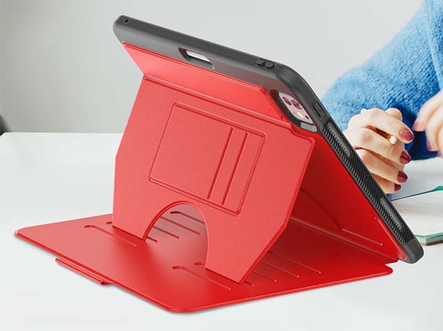 Rugged Synthetic Case with Magnetic Stand for iPad Pro 11 (2025) - Red