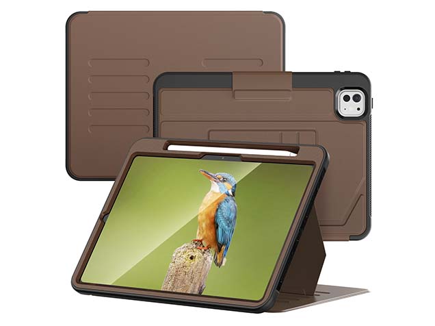 Rugged Synthetic Case with Magnetic Stand for iPad Pro 11 (2025) - Brown