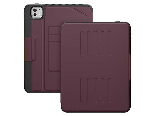Rugged Synthetic Case with Magnetic Stand for iPad Pro 11 (2025) - Burgundy