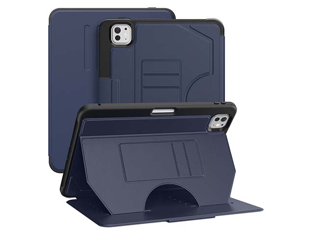 Rugged Synthetic Case with Magnetic Stand for iPad Pro 11 (2025) - Navy Leather Flip Case