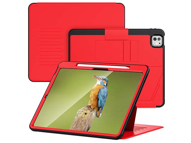 Rugged Synthetic Case with Magnetic Stand for iPad Pro 13 (2025) - Red