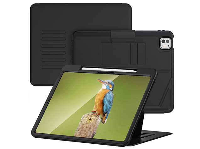 Rugged Synthetic Case with Magnetic Stand for iPad Pro 13 (2025) - Black