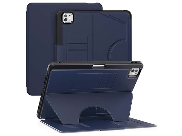 Rugged Synthetic Case with Magnetic Stand for iPad Pro 13 (2025) - Navy Leather Flip Case