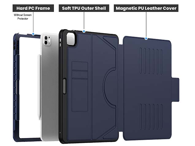 Rugged Synthetic Case with Magnetic Stand for iPad Pro 13 (2025) - Navy
